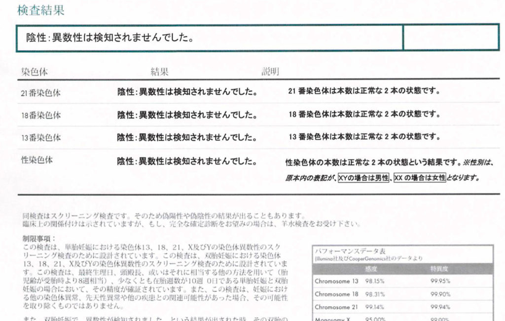 NIPT検査結果のサンプル-2